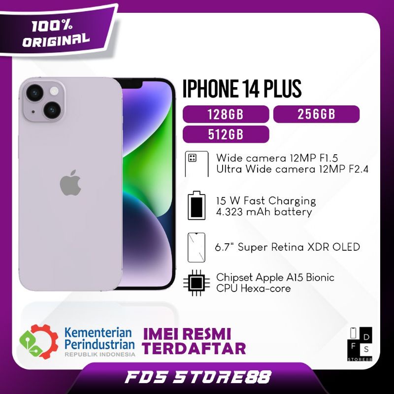 iPhone 14 Plus 128 GB 256 GB 512 GB Garansi Resmi