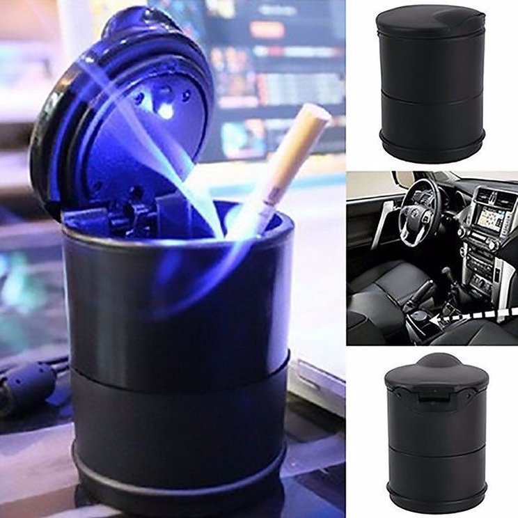 ASBAK MOBIL LED / CAR ASHTRAY / ASBAK PORTABLE HITAM POLOS