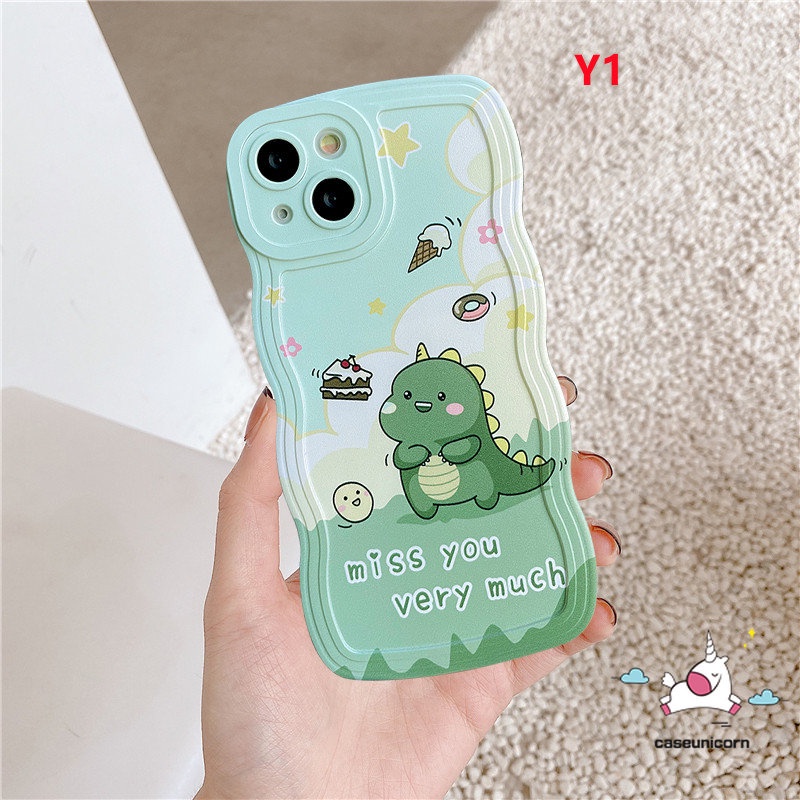 Soft Case TPU Motif Kartun Milk Tea Dinosaurus Untuk iPhone 6 6s 8 7 14 Plus 11 14 13 12 Pro Max XR X XS Max SE 2020