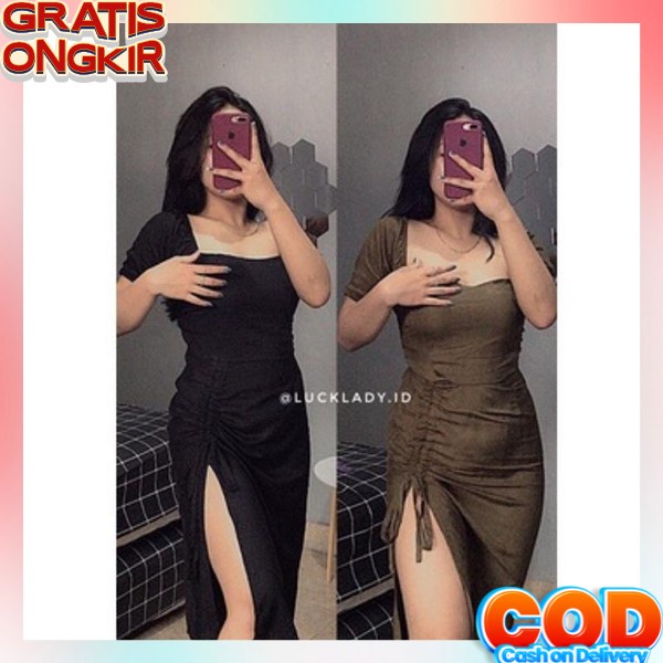 Jual Gaun Pendek Party Drees Lengan Pendek Baju Wanita Pesta Kondangan