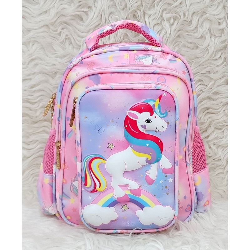 Tas Ransel Anak Perempuan TK dengan 3 Ruang, Tempat Pensil, dan Saku Botol Minum untuk Sekolah