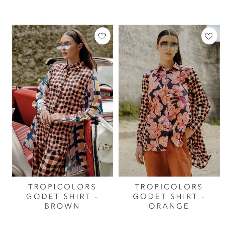 Tropicolors Godet Shirt - Orange Brown Benang jarum benangjarum XS S M L XL XXL buttonscarves nada s