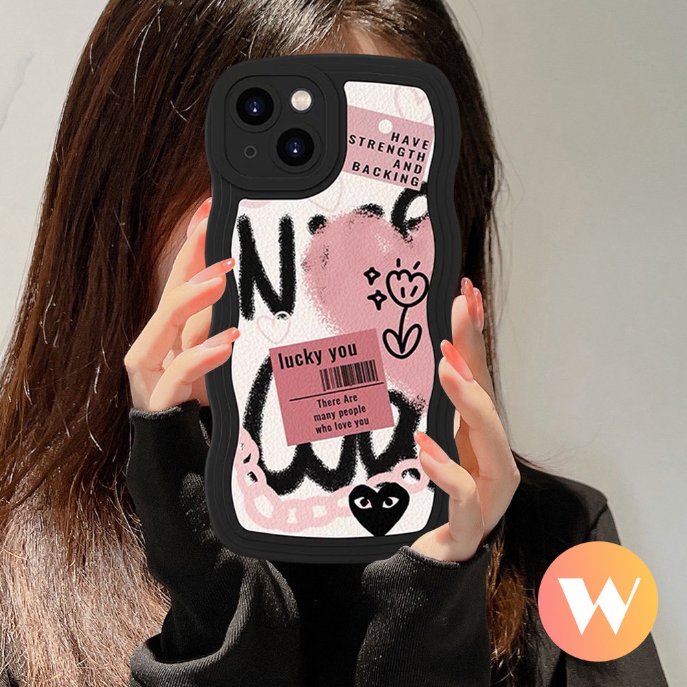 Soft Case Tpu Motif Graffiti Hati Bunga Untuk iPhone 11 13 12 14 Pro Max 7Plus XR X XS Max 14 7 8 6 6s Plus SE 2020