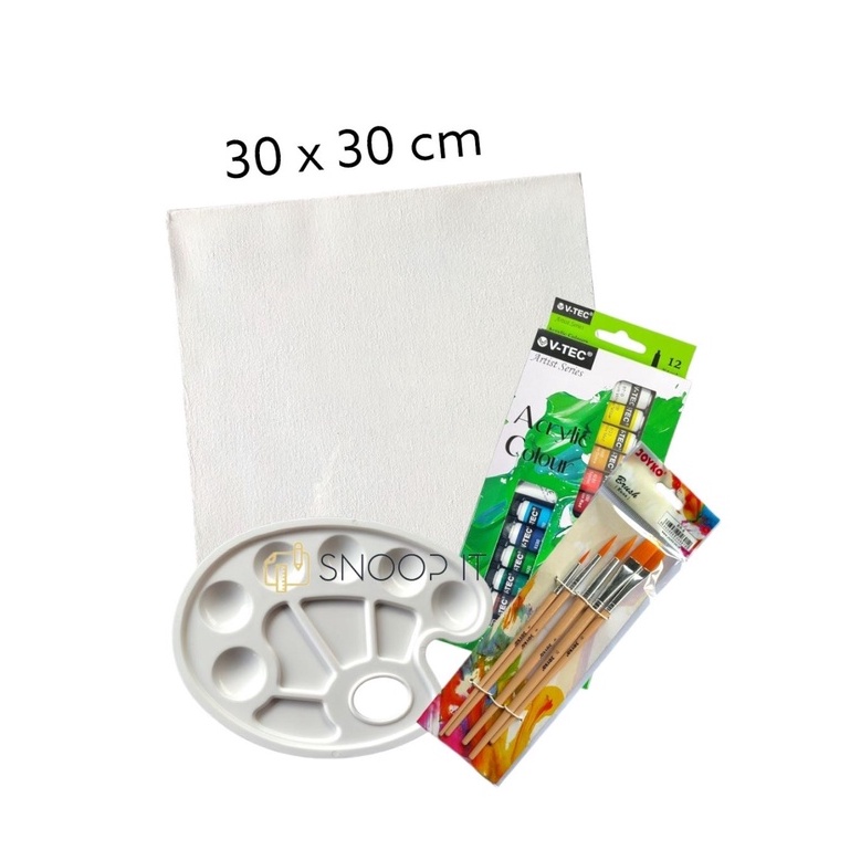 

Paket Melukis Lengkap Set 4 in 1 Set Kanvas 30x30 Kuas Palet dan Cat Acrylic - Set- SHSNP