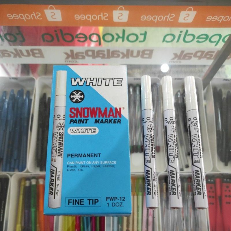 

Spidol SNOWMAN PERMANENT MINI warna PUTIH isi 12pcs