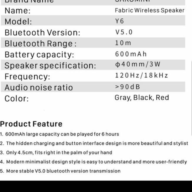 Sakumini Y6 round bluetooth speaker wireless