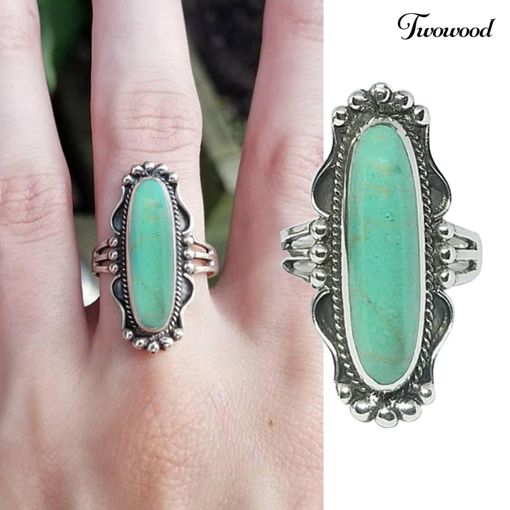 Cincin Turquoise Gaya Vintage Untuk Wanita