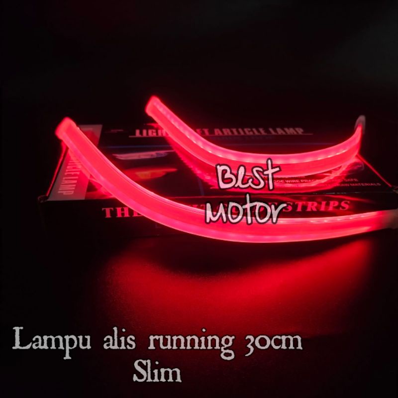 Lampu Alis LED Tempel Flexible DRL 30CM Motor Mobil 30 CM Sein Running Red Yellow