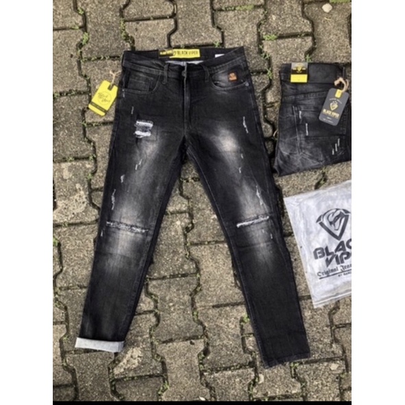 Celana Jeans Black Viper Premium/Celana jeans Pria model Sobek