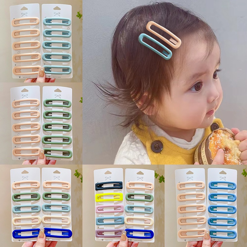 5pcs / Set Jepit Rambut Poni Samping Gaya Korea Untuk Anak Perempuan