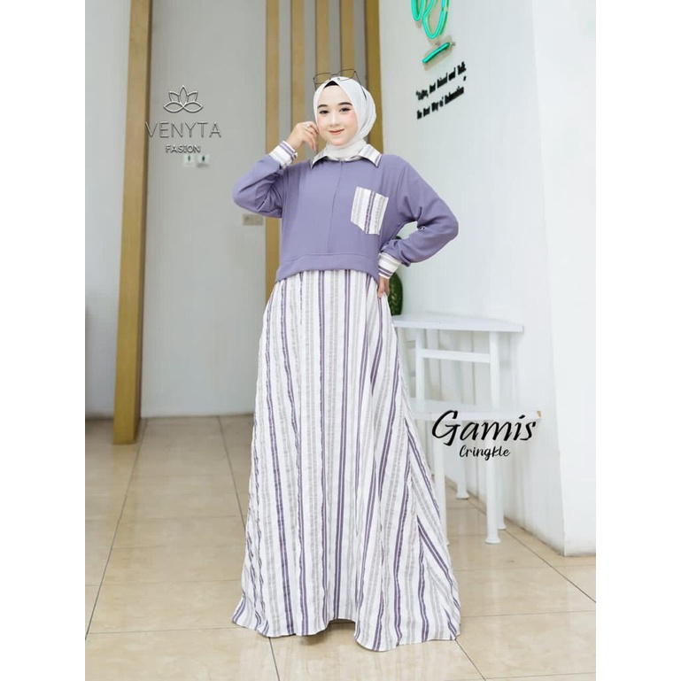 GAMIS CRINKLE SALUR AIZA DRESS ORIGINAL VENYTA FASHION/COD/