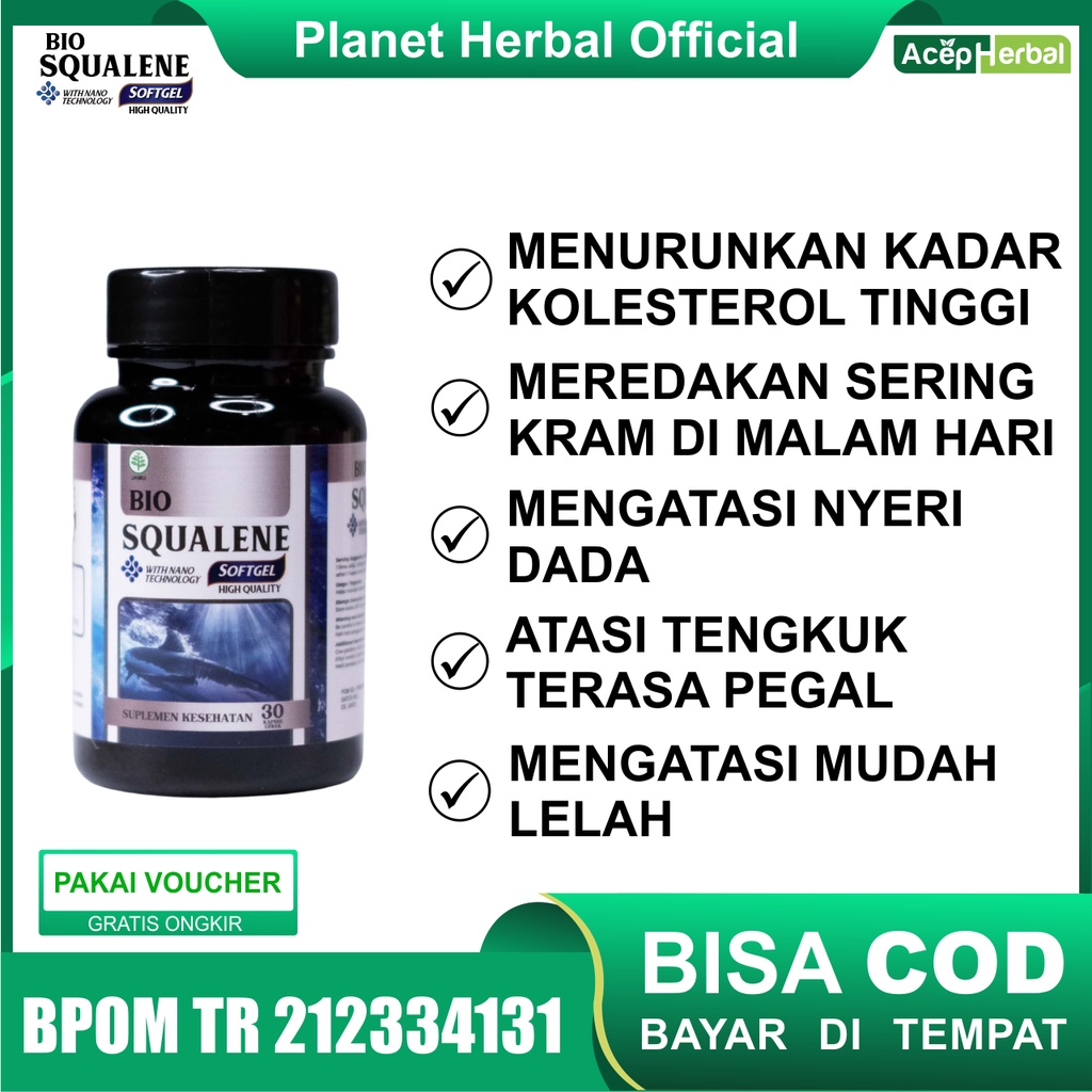 Obat Penurun Kadar Kolesterol Tinggi Bio Squalene Softgel High Quality With Nano Technology