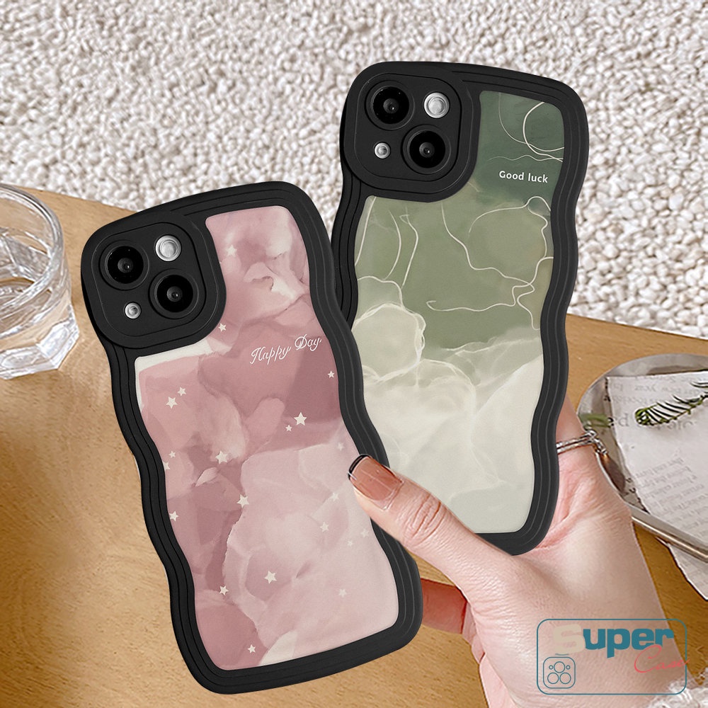 Case Untuk Realme C25 C55 C35 C21Y C25Y C30 C12 C11 C25s C33 8i C15 C3 9 Pro+5 6i 5i 8Pro 9 9i 7 7i C1 C20A C20 C11 C20A Couple Halo Dyed Watercolor Star Line Wavy Edge Sarung Soft Case