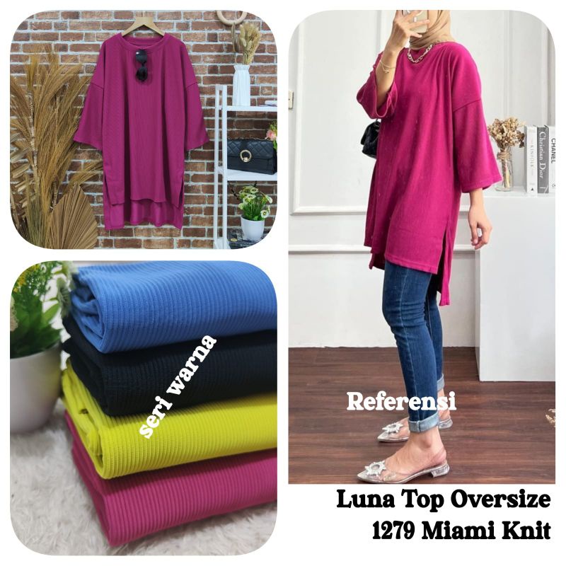 Luna top oversize bahan Miami knit / atasan wanita Miami knit / Luna top blouse