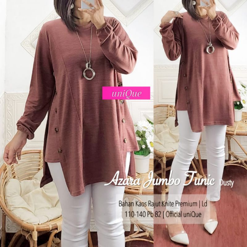 Azara jumbo tunik, bahan Kaos rajut knit premium, Ld.110-140 Pb.82 by Unique