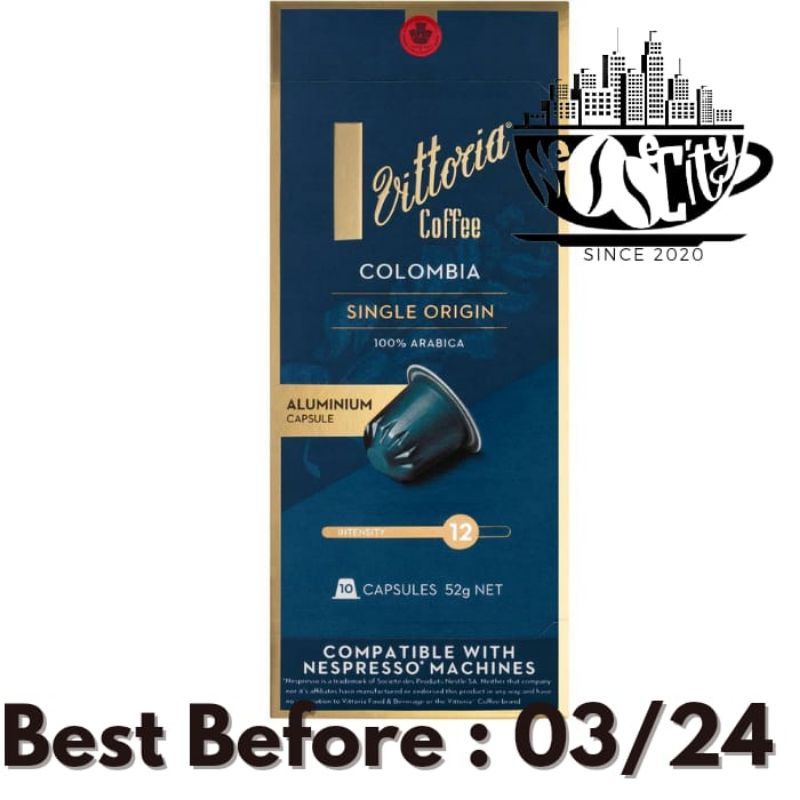 

Vittoria Colombia Nespresso Compatible Coffee Capsules (Isi 10) Original Australia