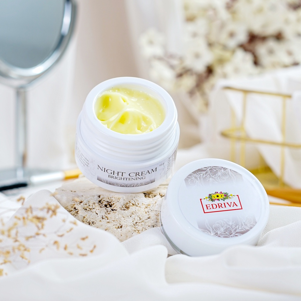 KRIM MALAM PENCERAH PEMUTIH WAJAH PENGHILANG FLEK NODA BEKAS JERAWAT  - NIGHT CREAM BRIGHTENING EDRI