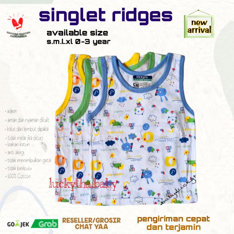 3pcs_ singlet RIDGES s.m.l.xl / singlet bayi sni ridges / kaos kutung bayi