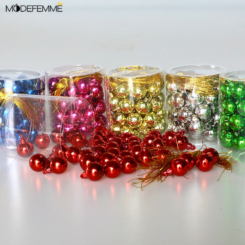 40pcs Ornamen Bola Glitter 1.5cm Untuk Dekorasi Pohon Natal