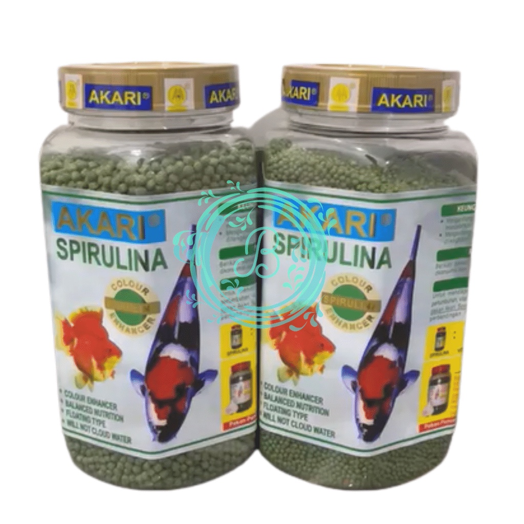 Akari Spirulina 300 Gram Pakan Floating Ikan Koi Koki Gold Fish Toples 300g 300gr