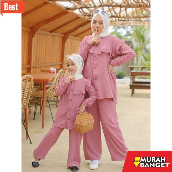 baju setelan wanita kekinian 2022 Baju One Set Setelan Cringkel Kringkel Airflow Stelan Celana Kulot