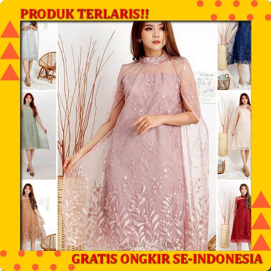 Ken-262B Busana Gamis Brukat Kondangan Longdress Wedding Long Dress Hijab Muslim Wanita Mewah Premiu