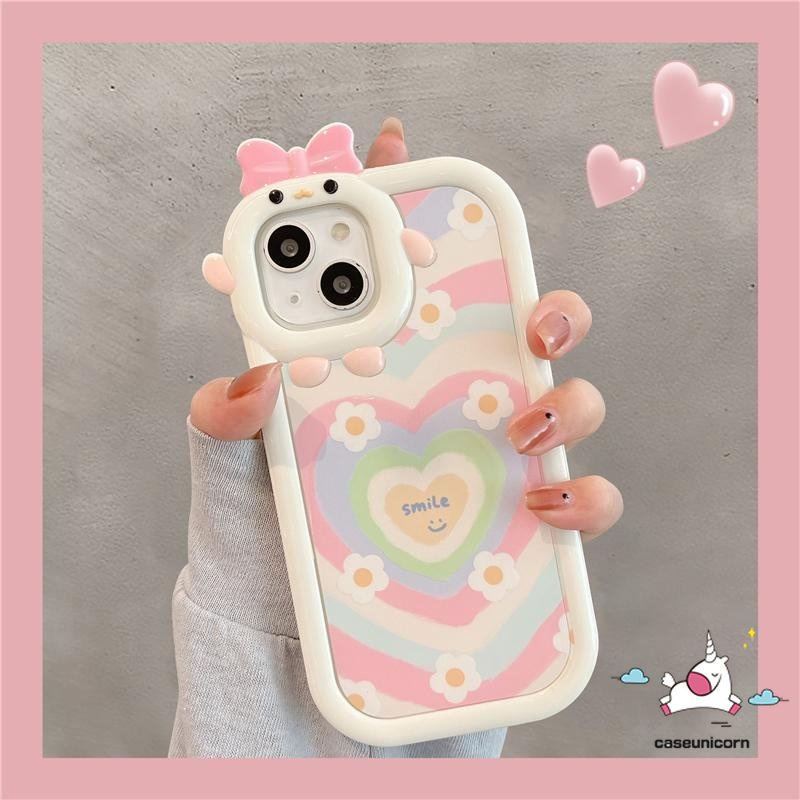 Case Untuk Samsung A23 A14 A04 A13 A04s A04E A12 A50 A50s A52s A30s A73 A51 A03 A31 A52 A53 A22 A11 A02s A32 A33 A53 A21s A71 3D Busur Monster Lensa Gradasi Love Hati Daisy Soft Cover