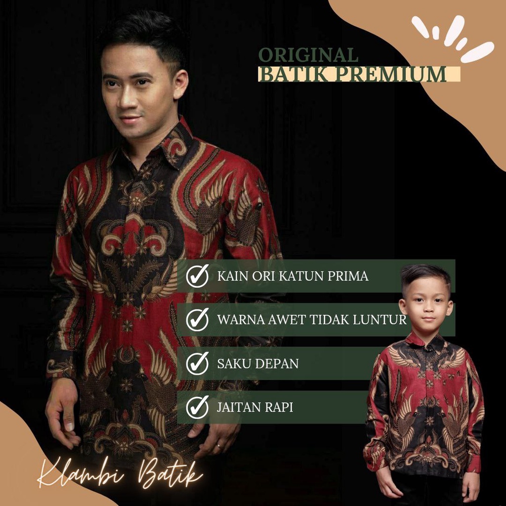 Kemeja Batik Pria Lengan Panjang Motif Ironman Warna Hijau // Couple Kemeja Batik Ayah Dan Anak