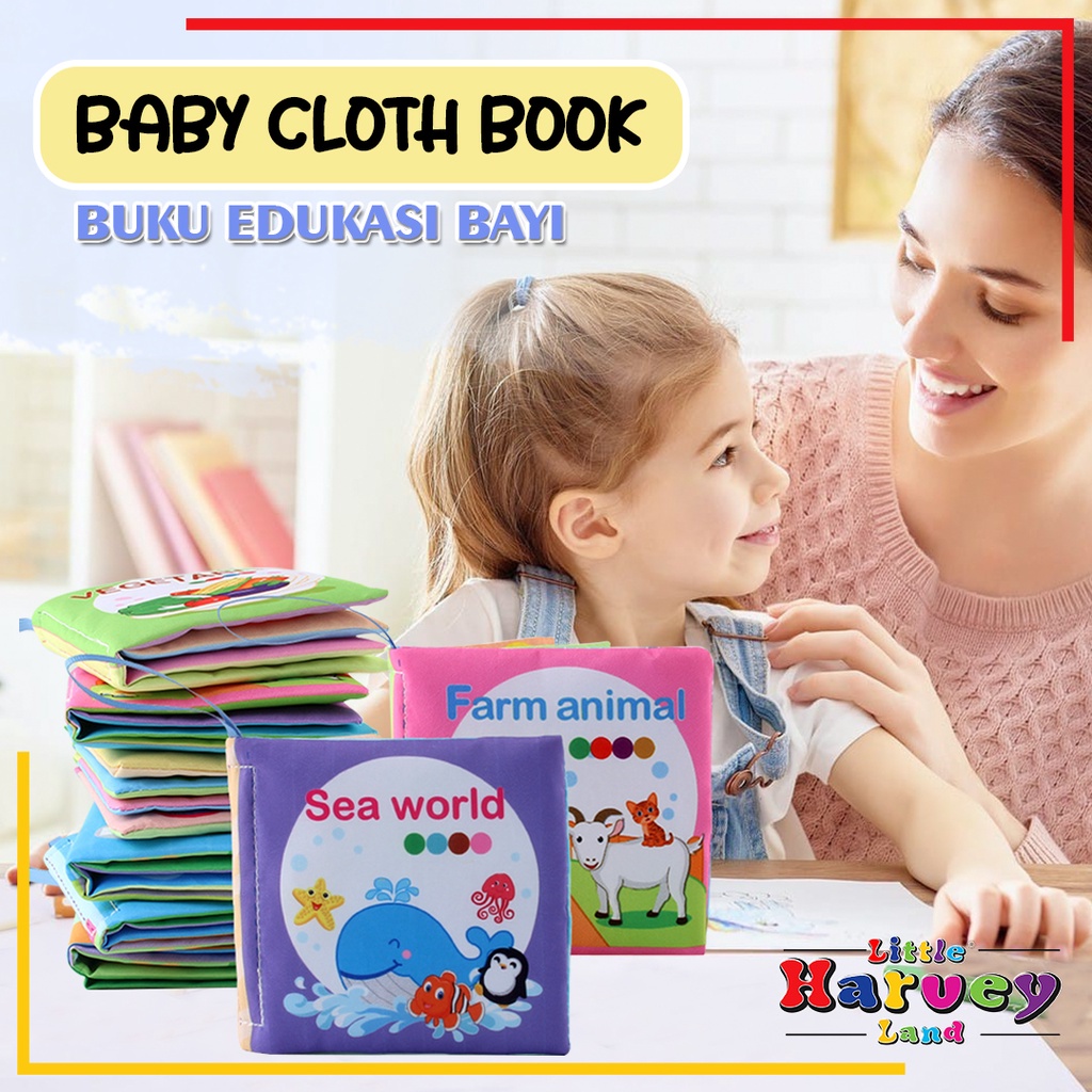 BUKU BANTAL MAINAN EDUKASI ANAK Buku Kain Bayi Karakter Anak Balita Belajar Cerita Gambar Edukatif Cloth Education Soft Book