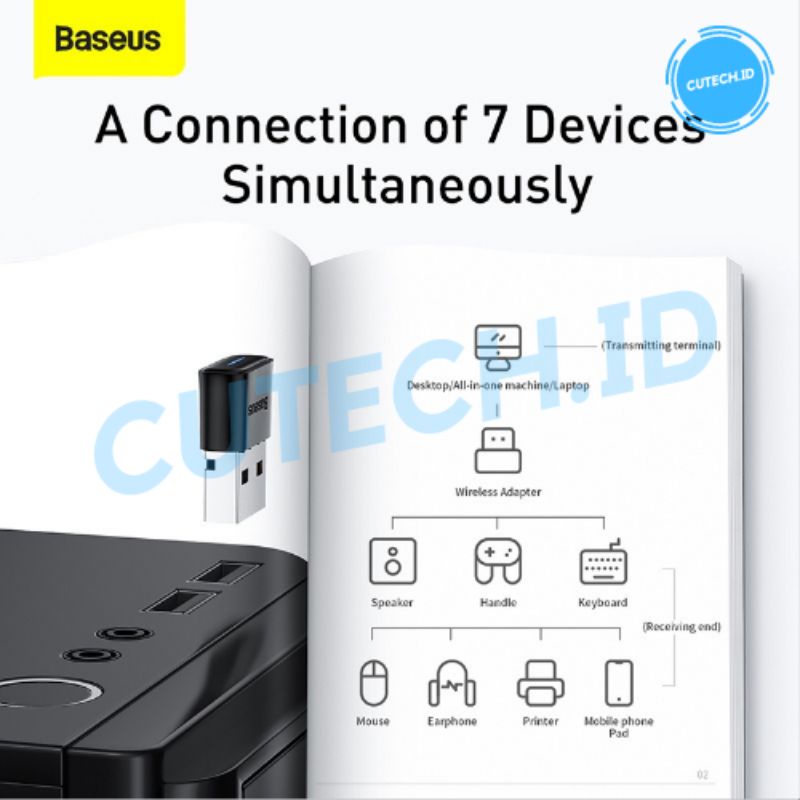 BASEUS MINI USB BLUETOOTH DONGLE WIRELESS ADAPTOR / ADAPTER V5.0