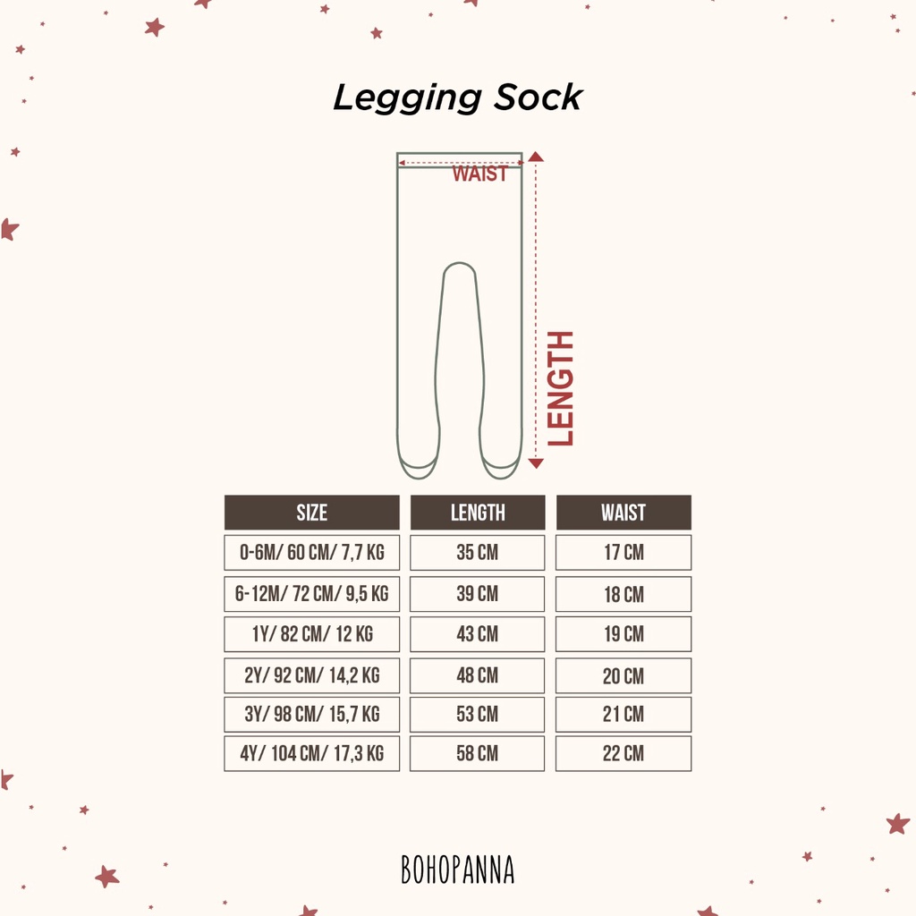 Bohopanna - Legging Sock / Legging Tutup Kaki Bayi dan Anak