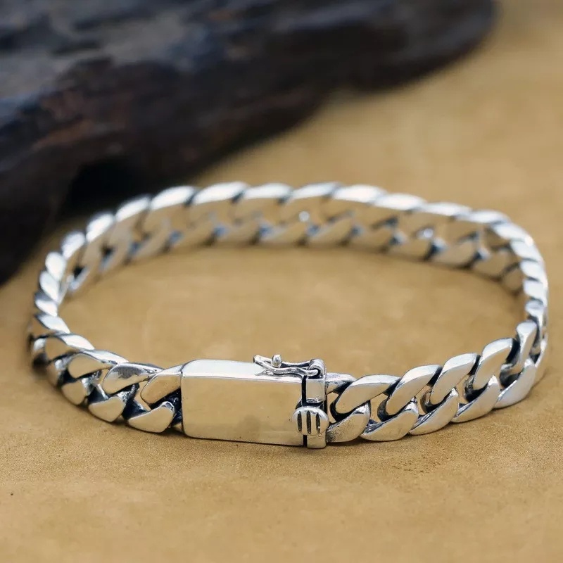 Gelang Rantai Hypoallergenic Bahan Stainless Steel Gaya Punk Untuk Pria Dan Wanita