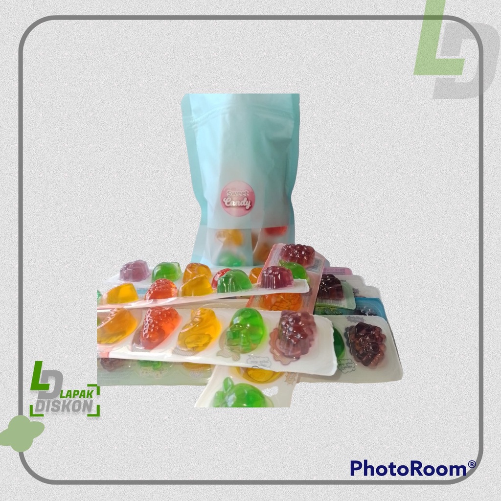 Permen jelly agar , permen yakuat , bentuk cup , isi 10 ,bermacam-macam bentuk , permen jelly