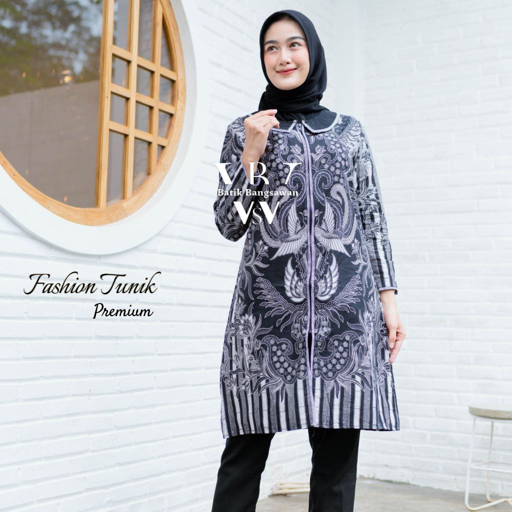 Baju Batik Wanita Modern Atasan Batik Kerja Wanita Tunik Batik Kantor Lengan Panjang Seragam Batik M L XL XXL