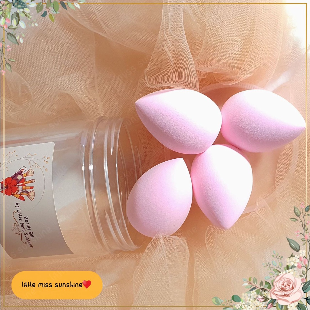 Pink Series Beauty Blender in Jar High Quality Soft Sponges Make Up Makeup Spons Foundation Cream Creme Sponge Applicator Merah Muda Lucu Small Mini Little  Ready Stock Siap Kirim Malang Grosir Termurah Little Miss Sunshine Terbaik Star Seller