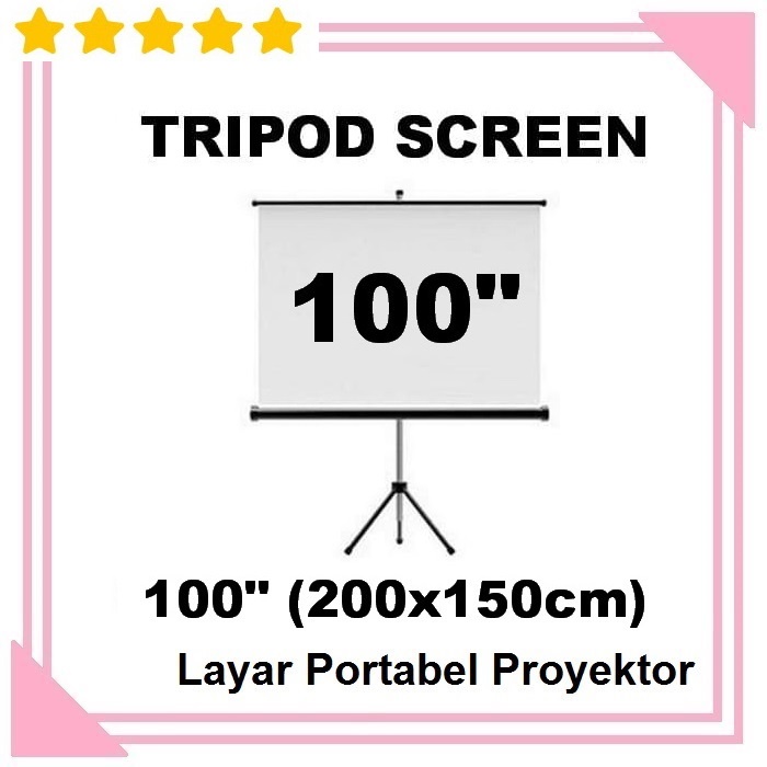 Layar Proyektor Tripod 100 Inch Layar Proyektor Portabel Portable Projector Screen