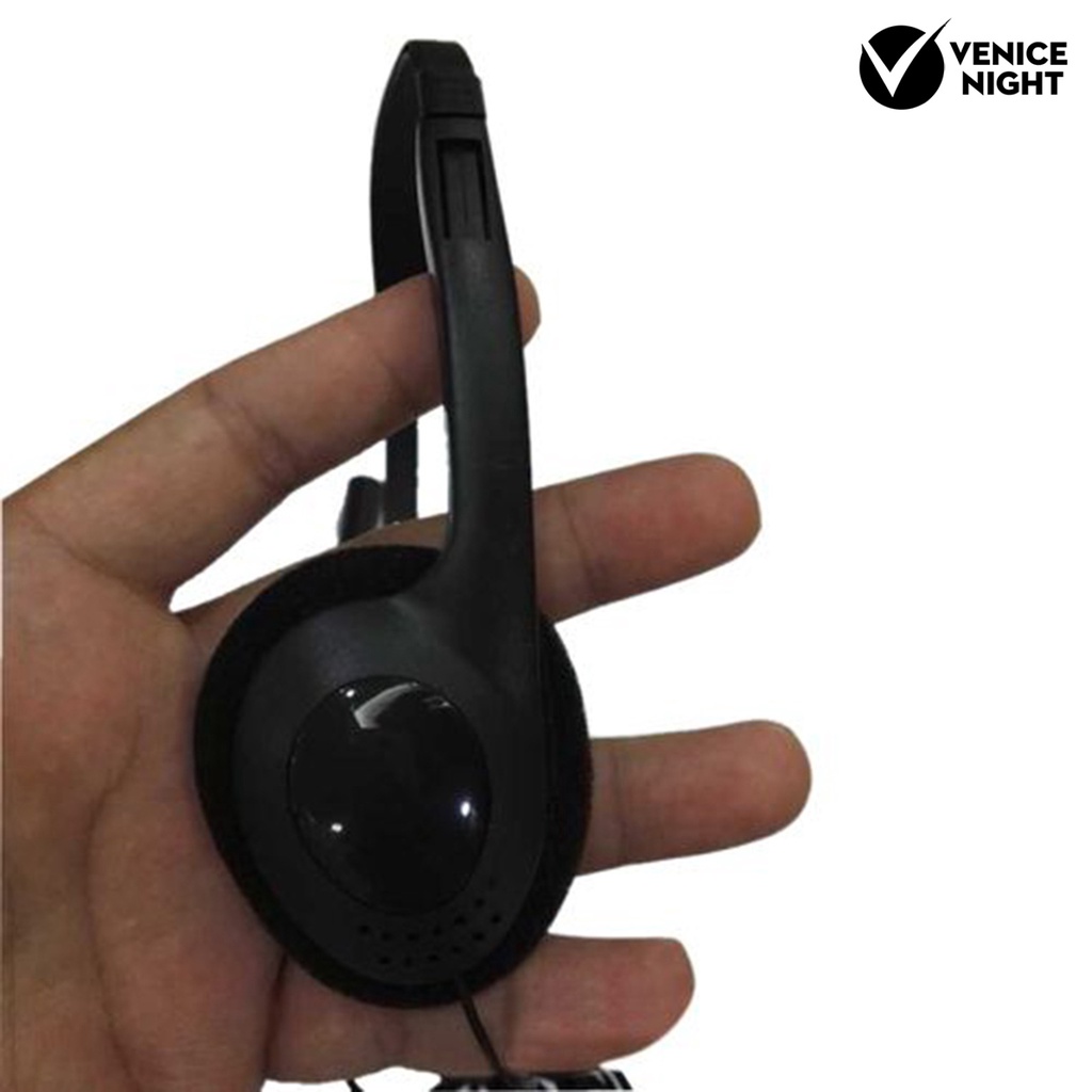 (VNEP) (Berkabel) Headphone Universal dengan Mic Plastic 3.5mm Over-ear Stereo Headset untuk Rumah