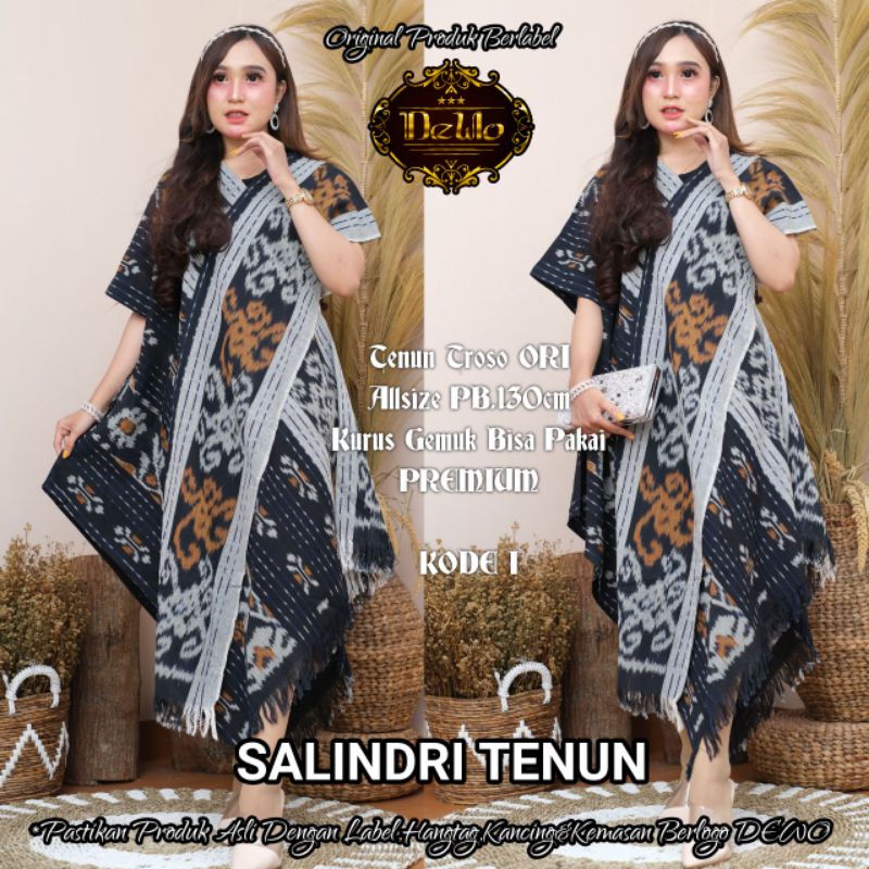 Batik Wanita Modern Kaftan Tenun Original Tenun Asi Troso Jumbo Dress Batik Salindri Tenun