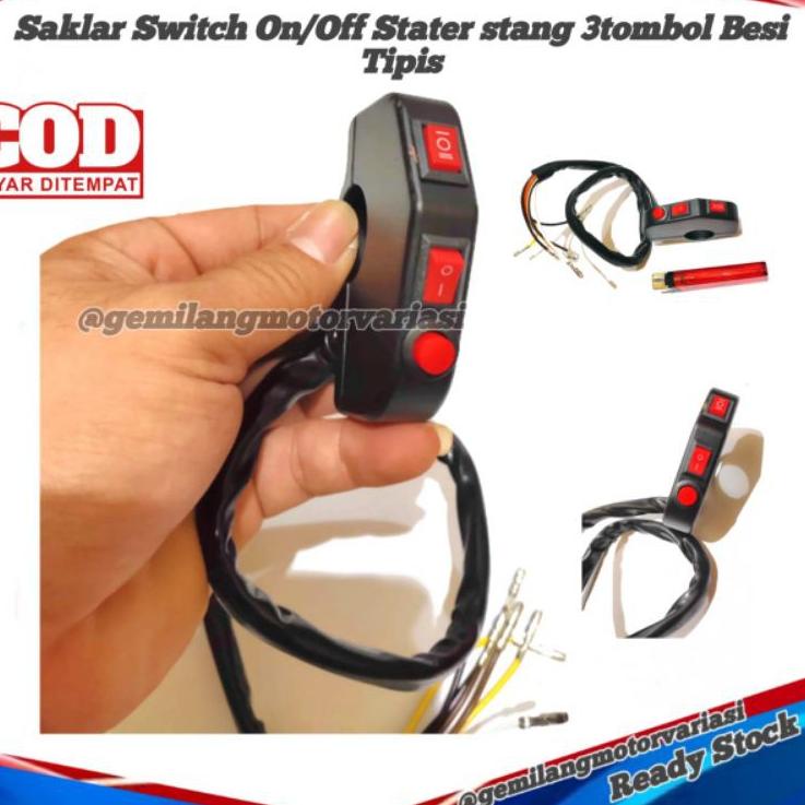 ✔ (RIDE IT) saklar sakelar switch on off plus stop angine 3 tombol kiri kanan bisa bahan besi tebal 