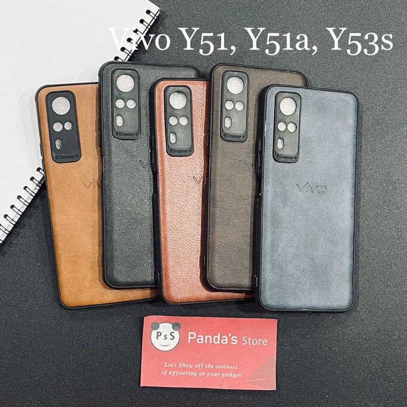 Leather Case Vivo Y51, Y51a, Y53s Softcase Kulit Elegan Casing Slim Fit