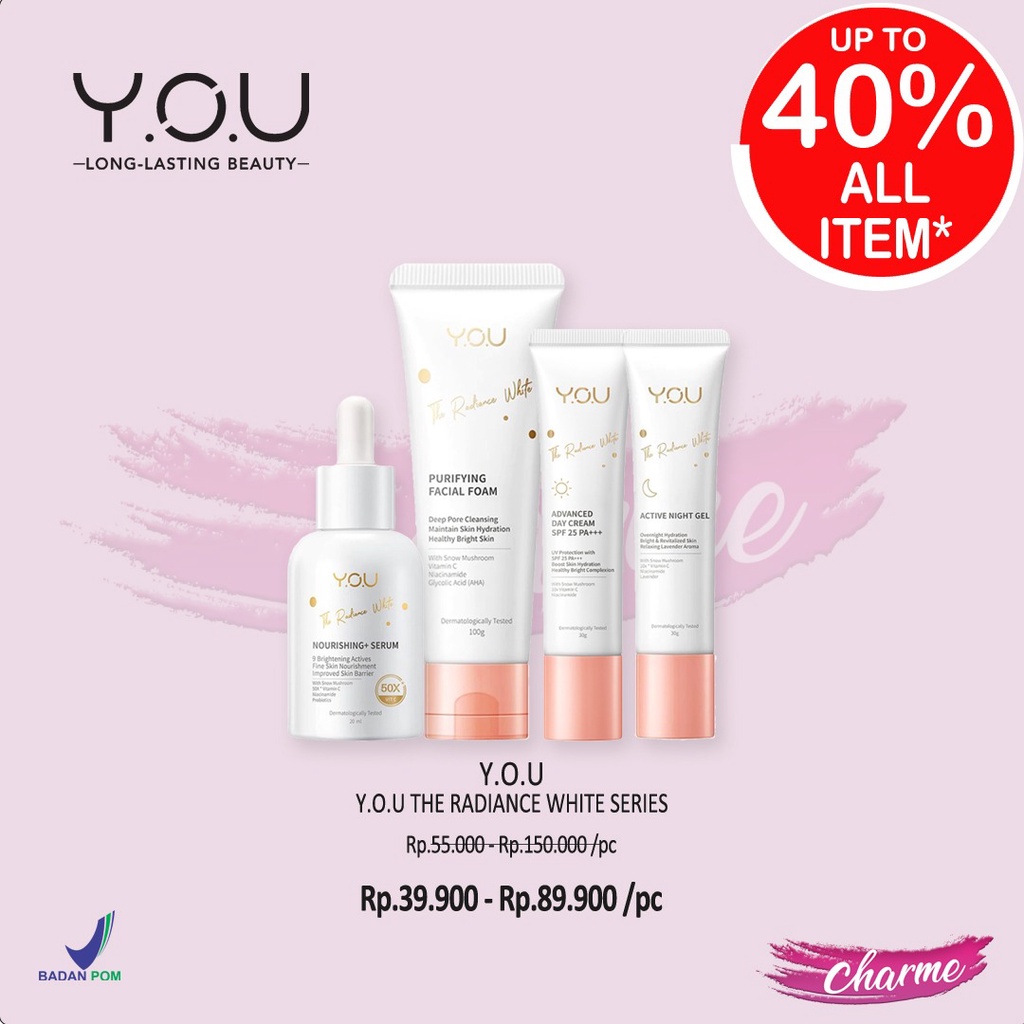 (READY) Y.O.U YOU The Radiance White Purifying Facial Foam/Serum/Cream Gel BPOM