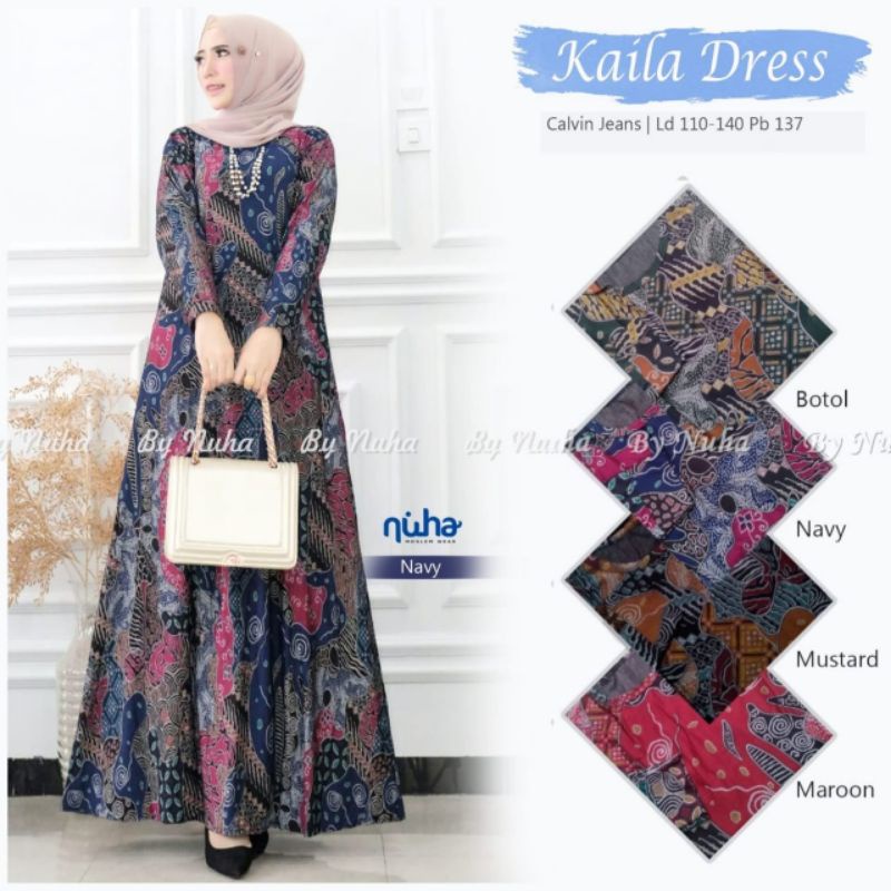Bisa cod gamis jumbo Calvin jeans kaila Mitha dress