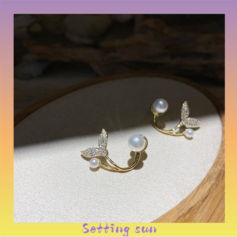 Anting Tusuk Motif Bunga daisy Hias Mutiara Imitasi simple Ala Korea Untuk Wanita TN