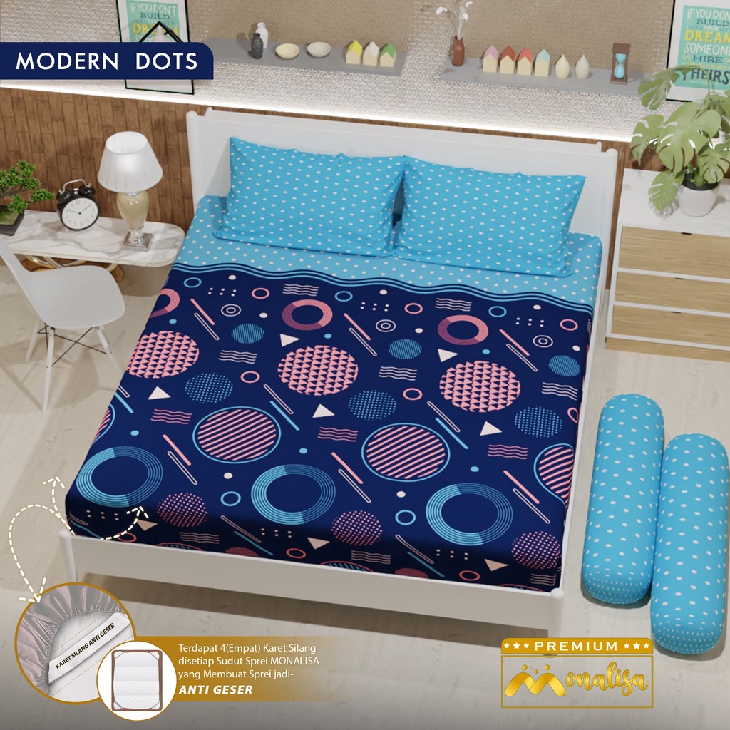 Monalisa Premium Sprei Uk 180 T 20 B4 ( Bantal 4 ) - Motif Dewasa / Bola / Minimalis / Bunga