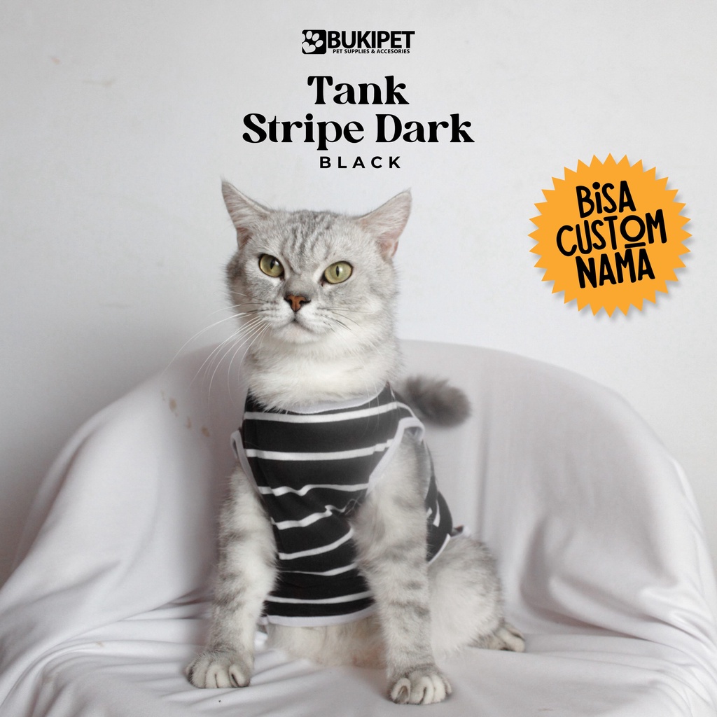 Baju Kucing Lucu Murah Cewek Cowok Aksesoris Hewan Kecil - Tank Stripe Dark Army Series