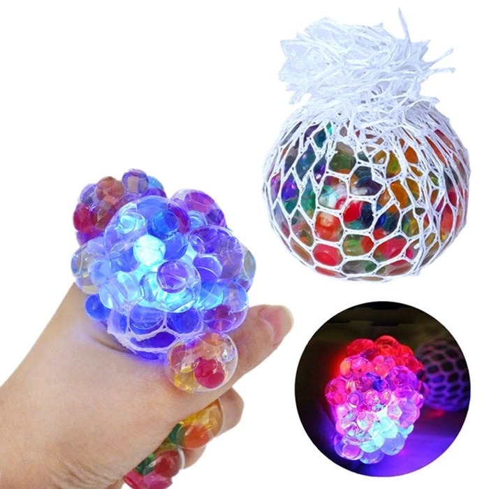 LED Nyala Squishy Stress Ball - AC 65 - Mainan Squisy Rainbow Pelangi Squishi Squisi anti stress murah bun slime air natsquishy jumbo boneka bantal mochi unicorn mini hp roti bts sale squishy paket