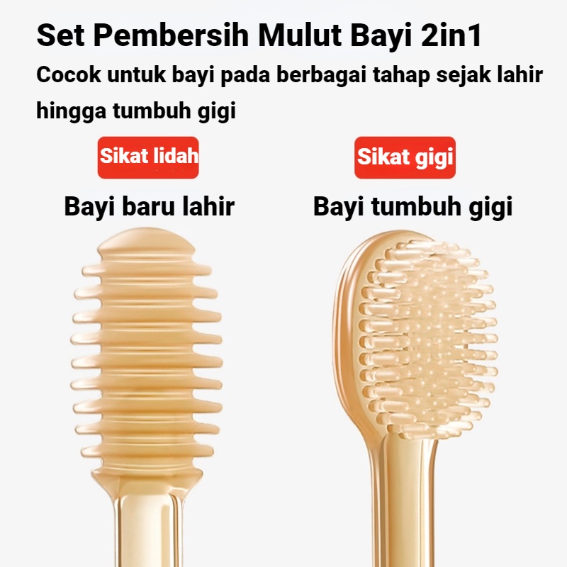 【Debora Mall】 Sikat Gigi Bayi Jari Silicon/ Pembersih Lidah Bayi/ Sikat Lidah Bayi/ Pembersih Mulut Bayi/Sikat Lidah Dan Gusi Bayi 2in1 bahan ppsu Sikat mulut bayi Sikat silikon Baby oral care cleaner Sikat gigi bayi