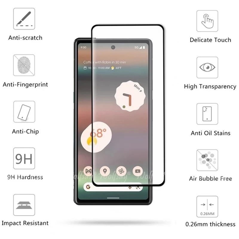 Pelindung Layar Tempered Glass 9H Anti Gores / Sidik Jari Untuk Google Pixel 7 7Pro