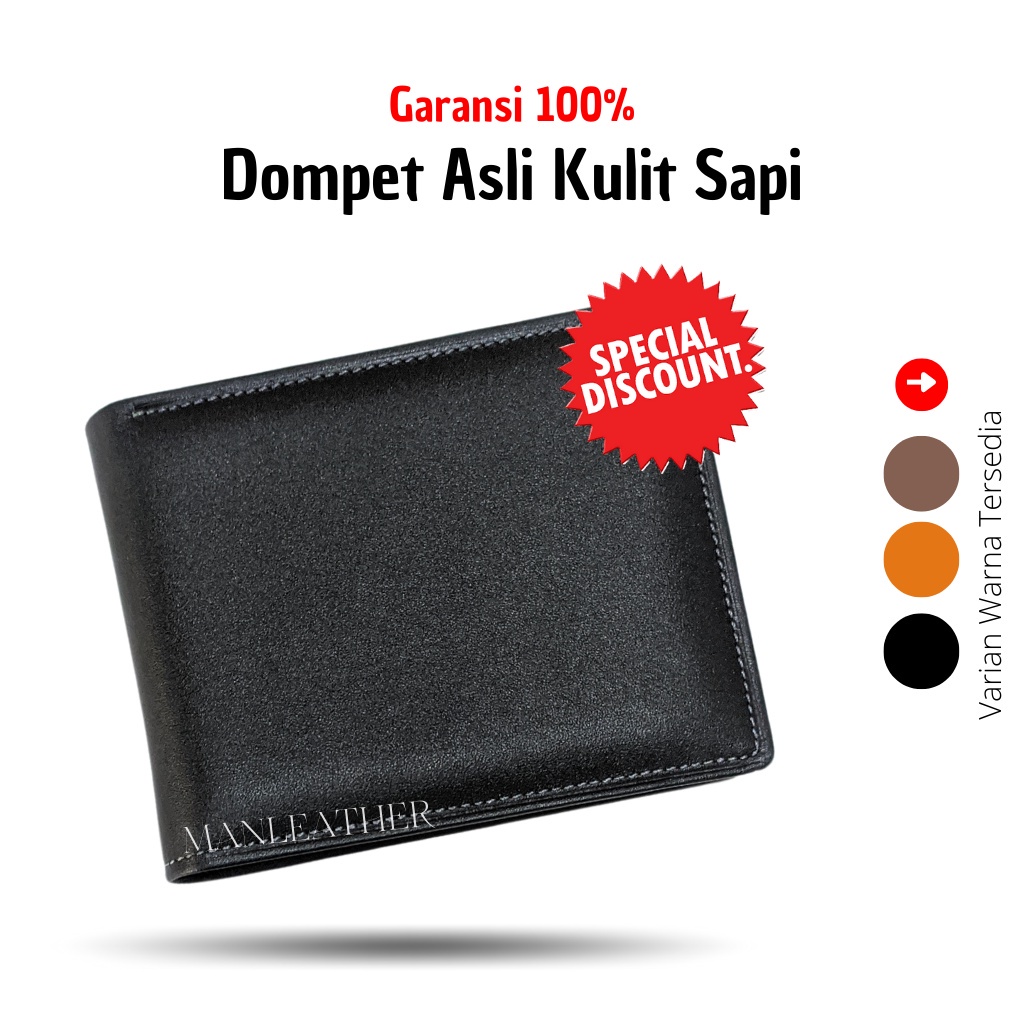 (Bisa COD) Dompet Pria Classic Kulit Sapi Asli Hitam/Coklat Branded Brand Distro bersaing dengan Dom
