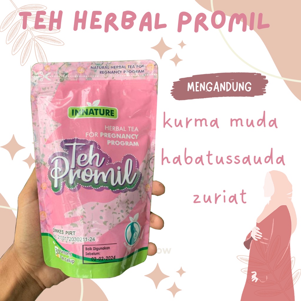 (30 Kantong) Teh Promil Celup Innature | Teh Racikan Herbal Zuriat, Habbatussauda dan Kurma Muda Pen